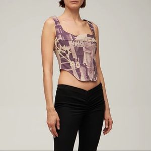 Miaou Campbell printed cotton Corset top